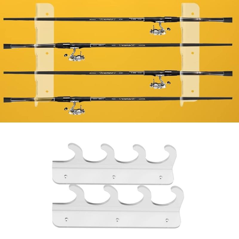 Stabile Acryl-Angelrutenhalterung Wandmontage Regal mit Zubehörhaken Tragbar für Heimorganisation Tägliche Nutzung
