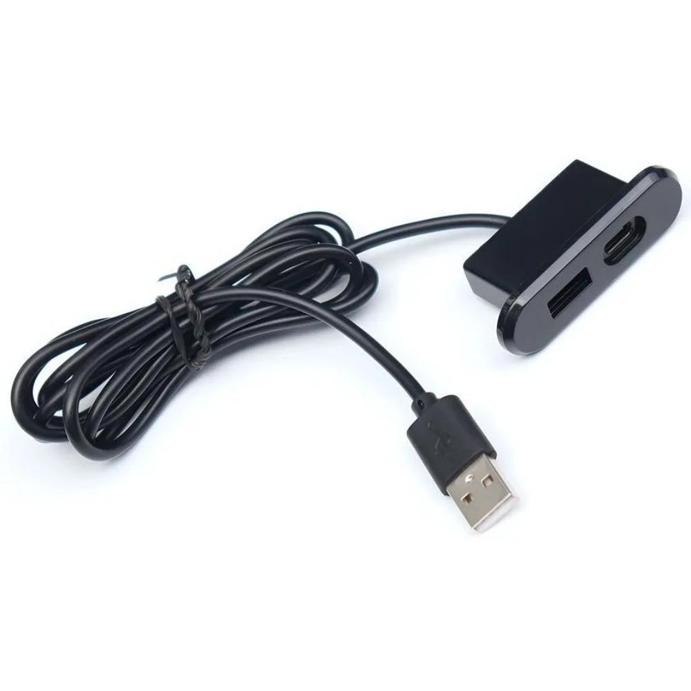 1 USB-A and 1 Type-C Embedded Table USB Power Socket Mini Compact Power Outlet 1.2M Extension Cord Recessed Sockets Indoor Use