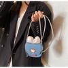 Cute Cat Bow Knot Denim Mini Wallet Fashionable Cartoon Crossbody Purse for Women KTB