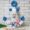 Nautical Wooden Wall Decor Vintage Blue White Coastal Wall Art with Starfish for Beach Theme Bathroom Living Room Bedroom Decor