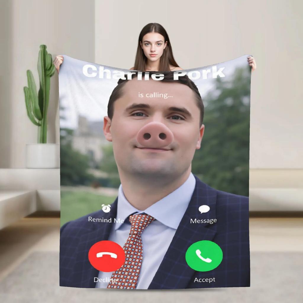 Super Soft Blanket Camping Charlie Kirk   Throw Blanket Funny Bedspread for Outdoor