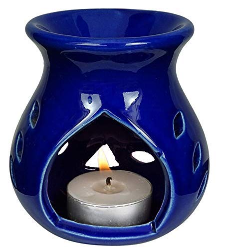 Pure Source India Ceramic Aroma Burner (Set of 1, Navy Blue)