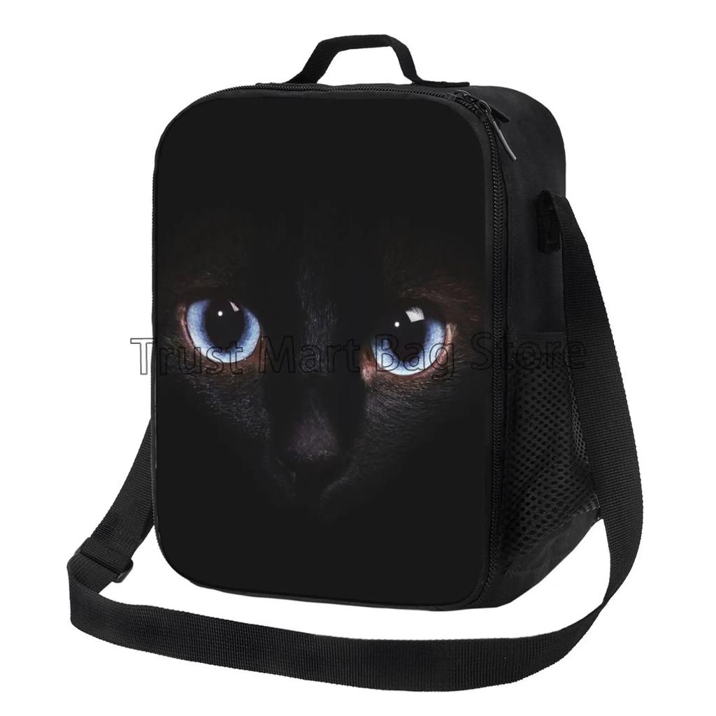 Portrait Cat with Butterflies Insulated Lunch Bag for School Work Picnic Beach Reusable Thermal Cooler Tote with Shoulder Strap
