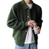 Men's Bright Red Knitted Cardigan, Spring/Autumn Korean Style, Lapel, Year of the Rat Pure Color Outerwear