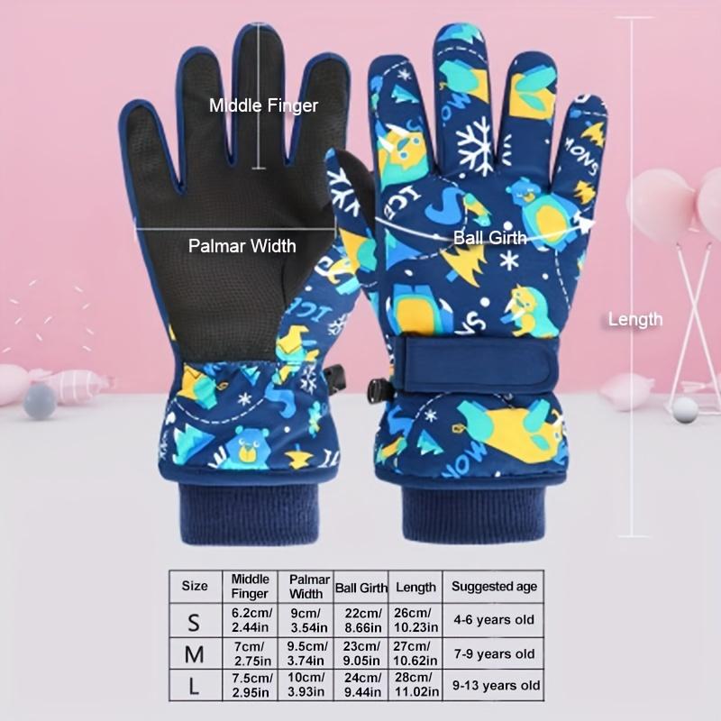 [Warm Ski Gloves] Warm Winter Ski Gloves, 1 Pair | Boys and Girls Snow Play Gloves, Suitable for Children 4-13 Years Old