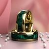 Fashion 8MM Gold Color Stainless Steel Rings For Men Domed Green Abalone Shell Inlay Rings Wedding Engagement Jewelry Gift