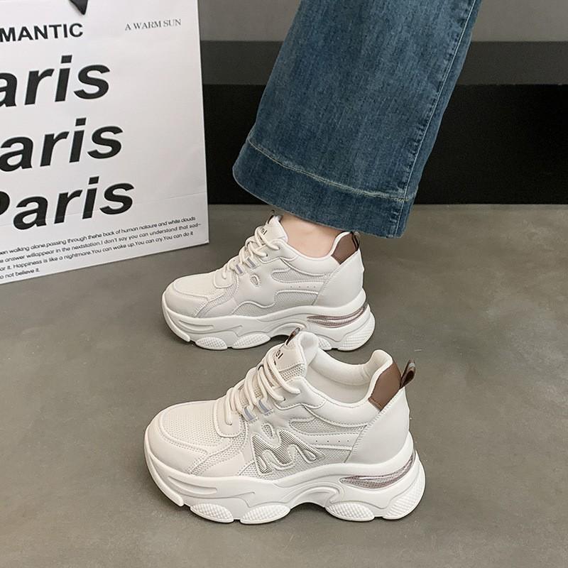 Fashionable Thick soled Dad Shoes Spring and Autumn Women's Casual Sports Shoes Leather Surface Sponge Cake Shoes Women's Shoes