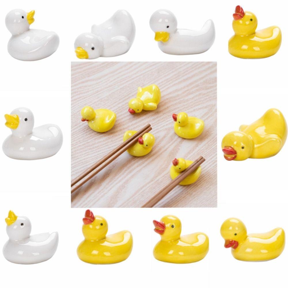 Cartoon Duck Shaped Chopsticks Holder Ceramic Spoons Fork Rack Cute Chopsticks Rest  Kids Adults