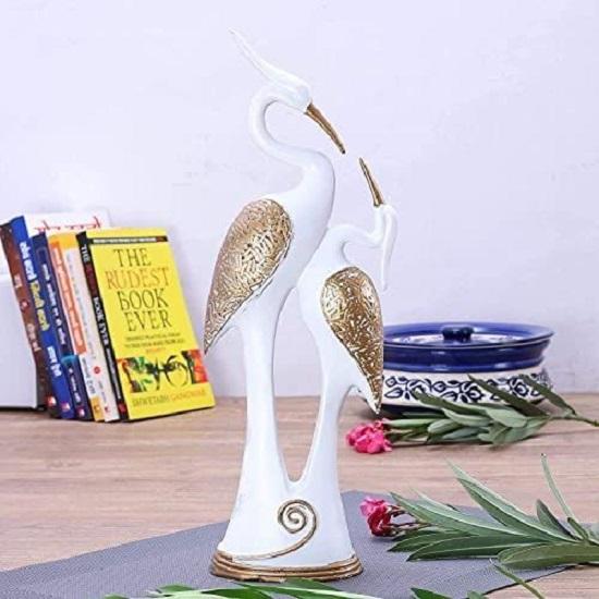 White Polyresin Pair of Kissing Duck Showpiece Home Decor, Office Decor or Perfect for Living Room Decor & Gifting