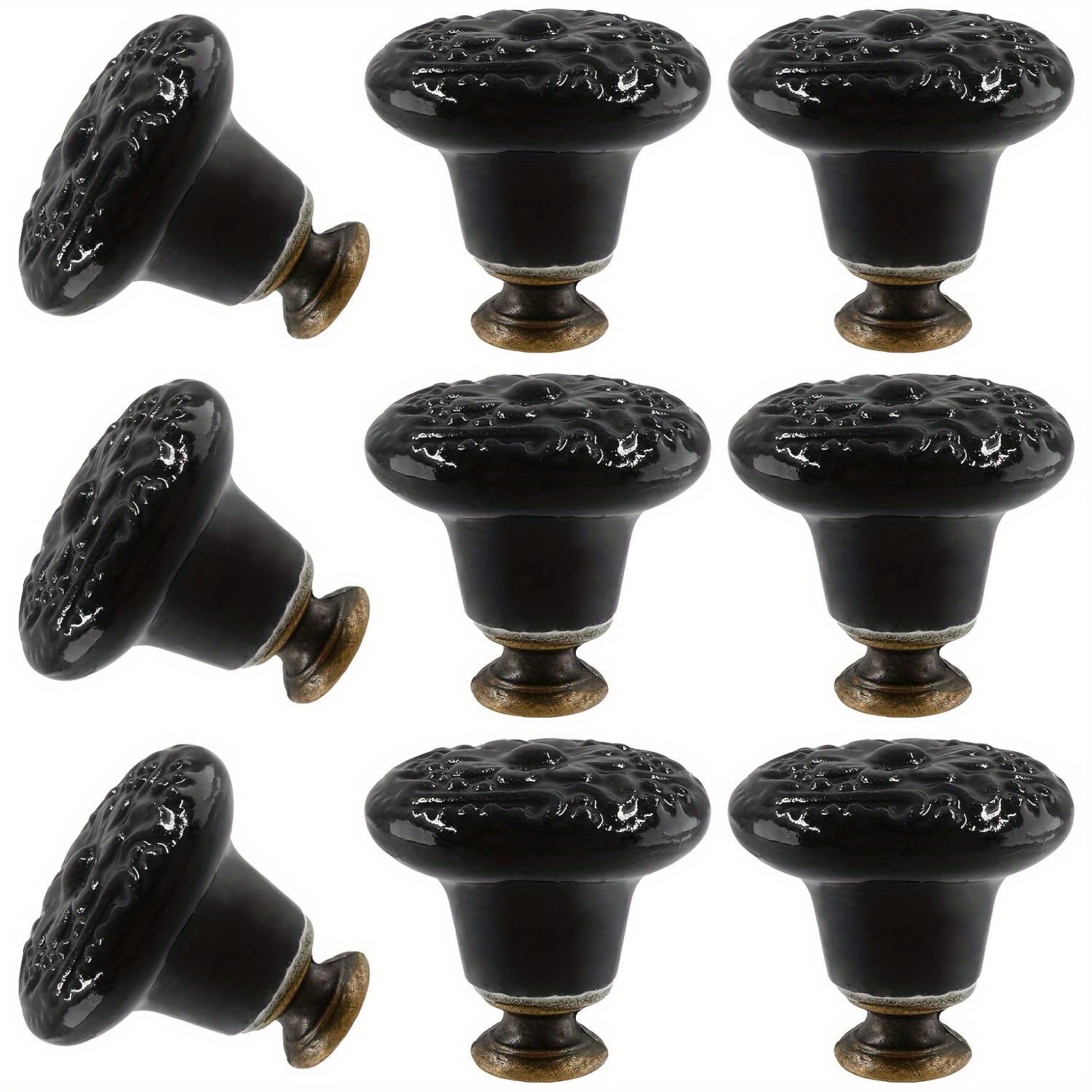 

8 шт. черные керамические ручки, винтажные ручки для кухонных шкафов, винтажные керамические ручки для комода, декоративные ручки для ящиков, ручки для мебели, дверные ручки 8pcs чёрный