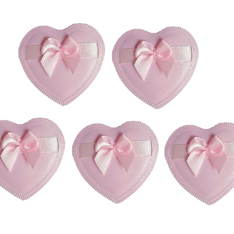2/5Pcs Heart Bow Makeup Powder Puffs That Can Be Used In Both Dry And Wet Combinations Cotton Candy Air Cushion Powder Puff