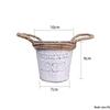 Small Retro Distressed Whitewashed Tin Flower Pot for Tabletop or Balcony Decor, Ideal for Succulents and Iron Lettering