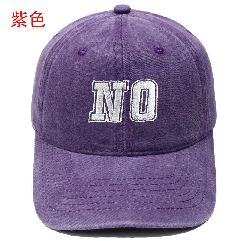 Neue Baseballkappe mit aufgesticktem Buchstaben NO, gewaschene Retro-Kappe für Männer und Frauen, Paar, lässiger Outdoor-Sonnenhut