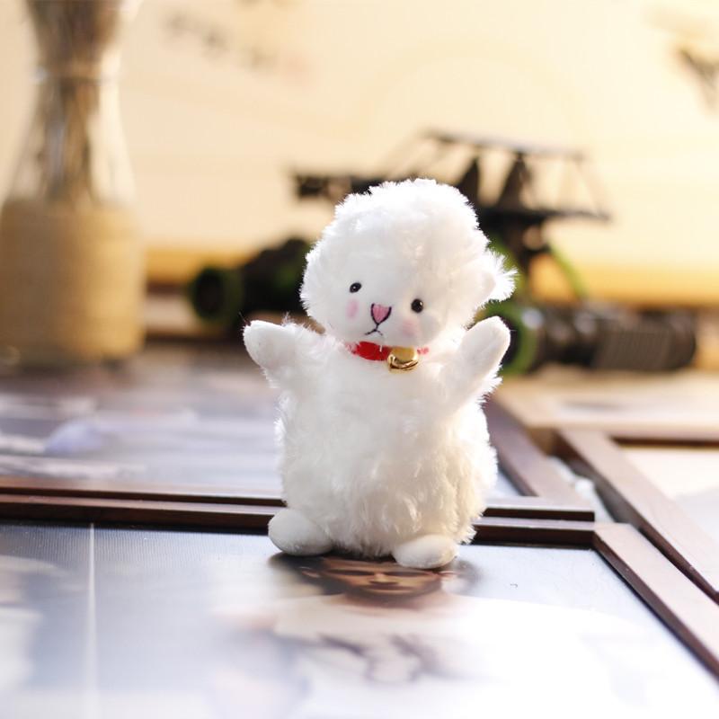 Adorable Mini Plush Sheep Toy Soft Stuffed Animal Bag Charm Cute Bell Lamb