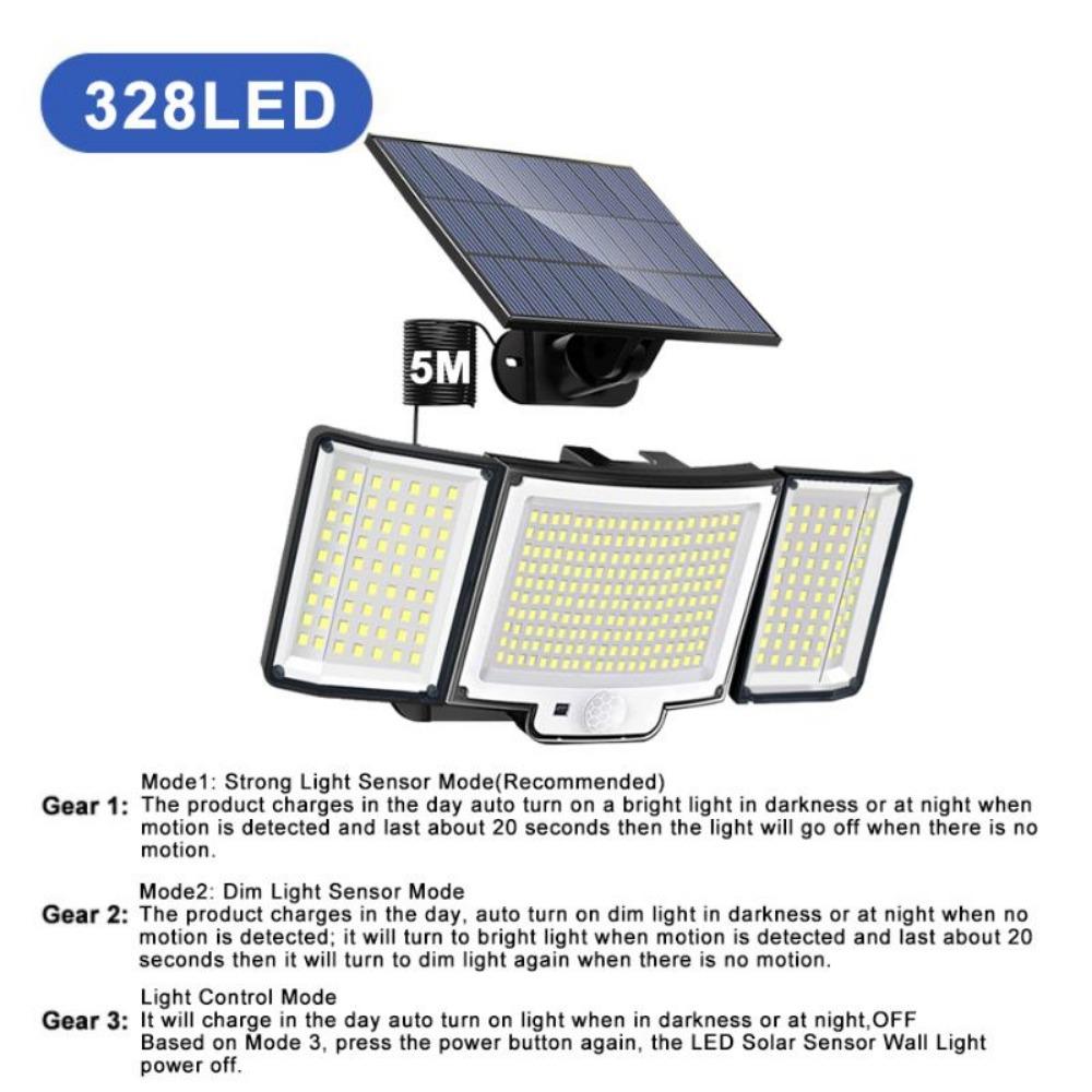 New 328 LED Solar Wall Lamp Outdoor 228 LED Street Lamp IP65 Waterproof Spotlight Motion Sensor Solar 3-mode Wall Lamp Garden Outdoor Decoration
