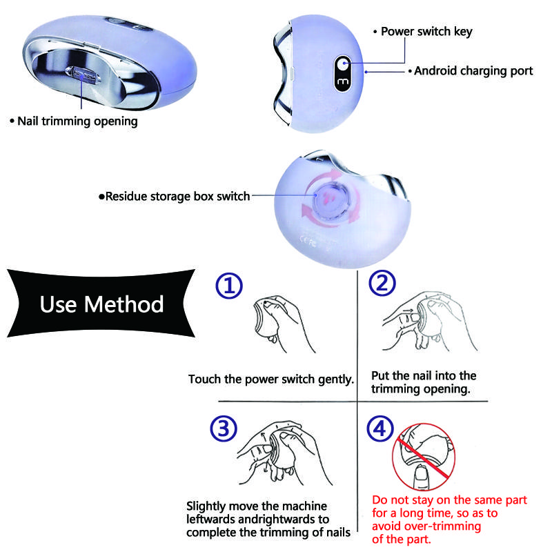 2026 New Electric Nail Clipper with UV Light Manicure Grinder Low Noise Safe for Adult Child Finger Toe Nursing Home Care