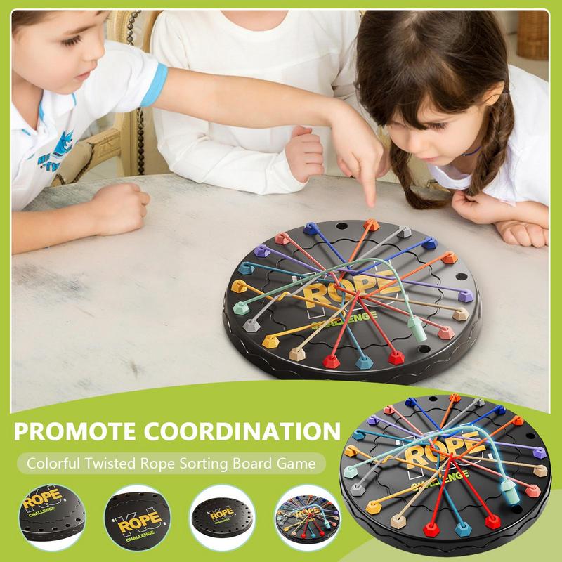 Rope Puzzles Colorful Twisted Rope Sorting Board Game Brain Teaser Fine Motor Skills Toy Travel Game for Kids Ages 3