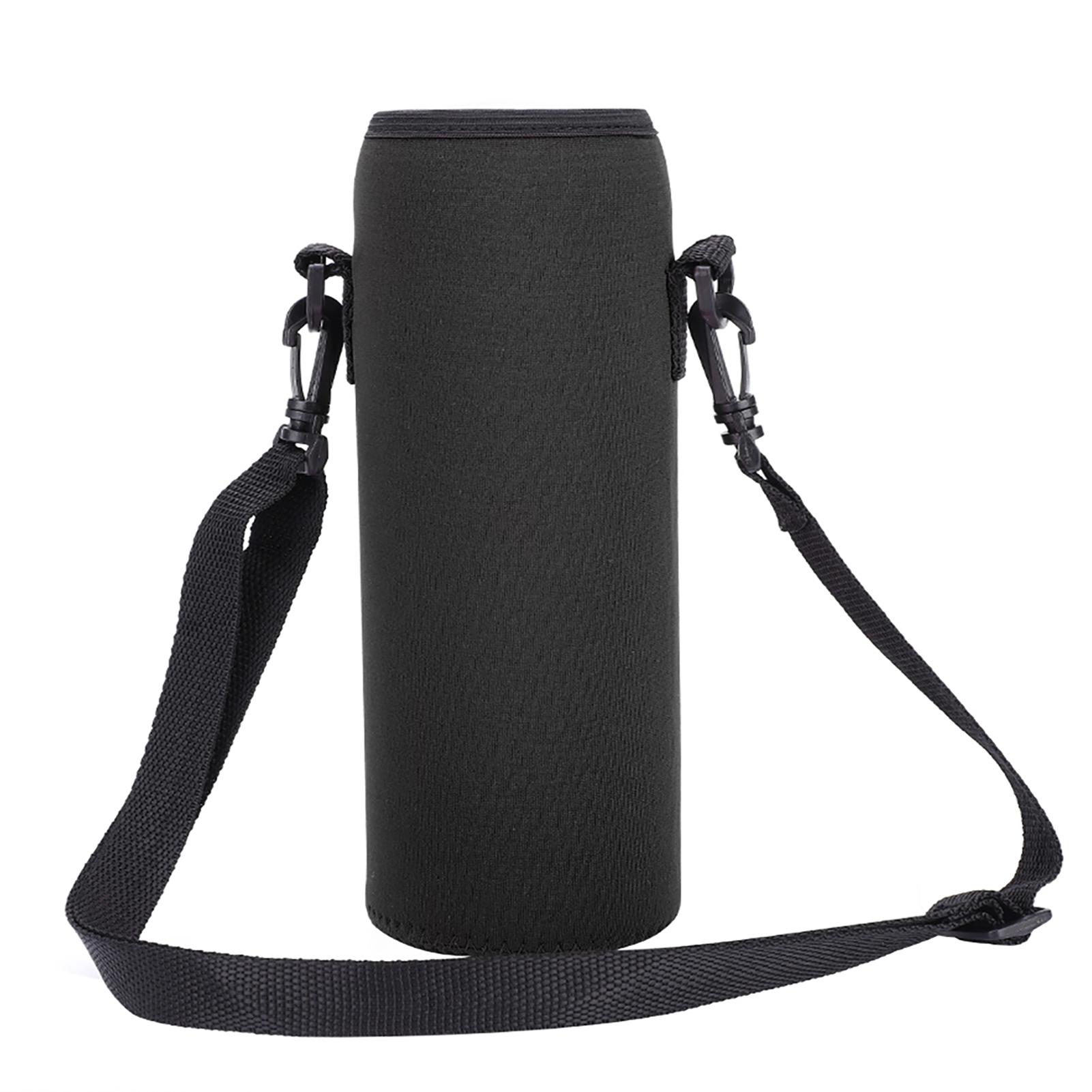 

Зовнішня 1000мл Пляшка для води Ізольований чохол Неопреновий чохол-переноска з ремінцем чорний