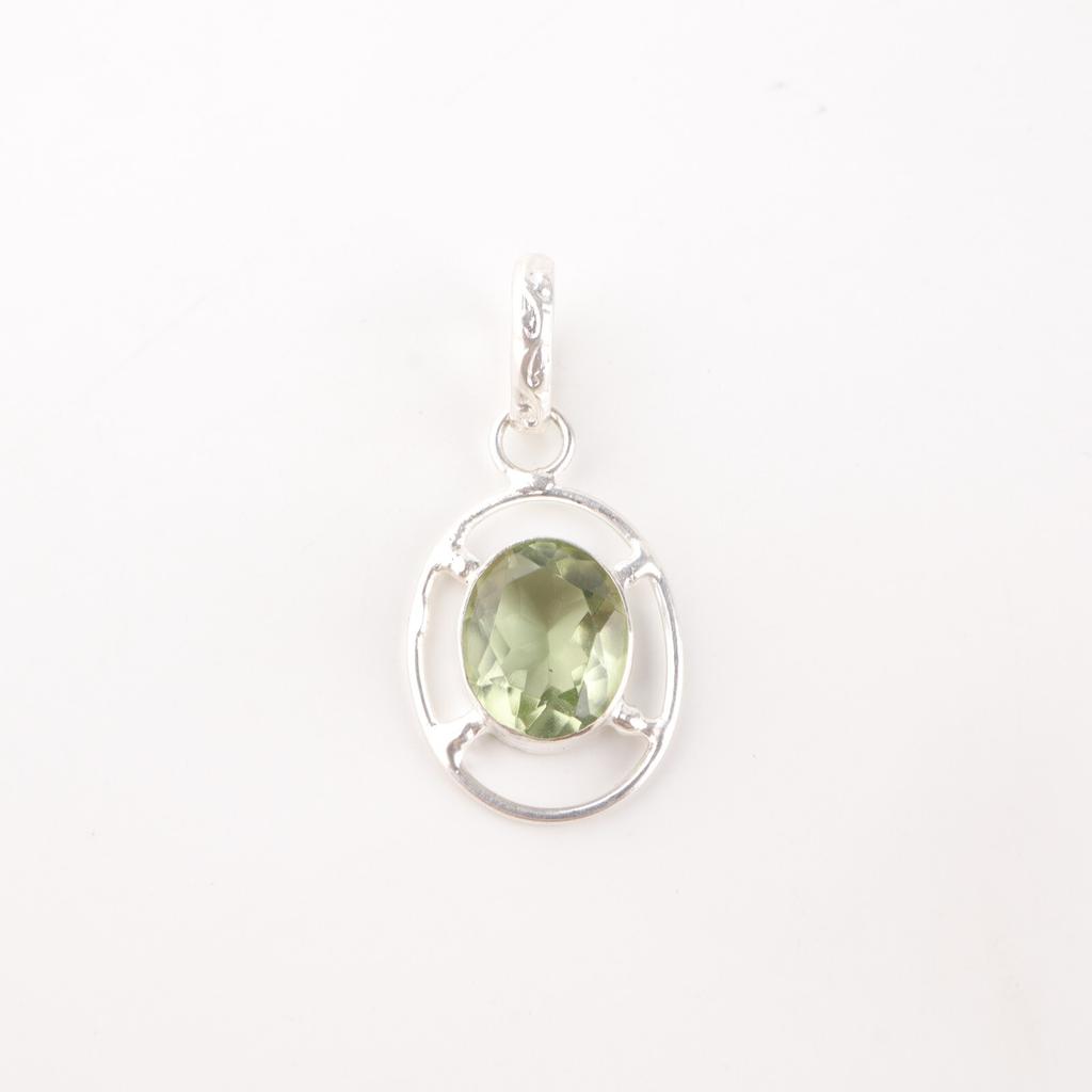 Natural Green Amethyst Gemstone 925 Sterling Silver Jewelry Handcrafted Pendant PP-6-50
