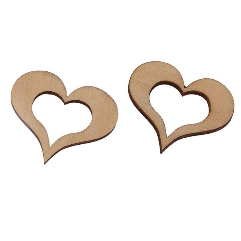 50 Pcs Art Cuts Mini Mixed Wooden Buttons Hearts Embellishments for Craft