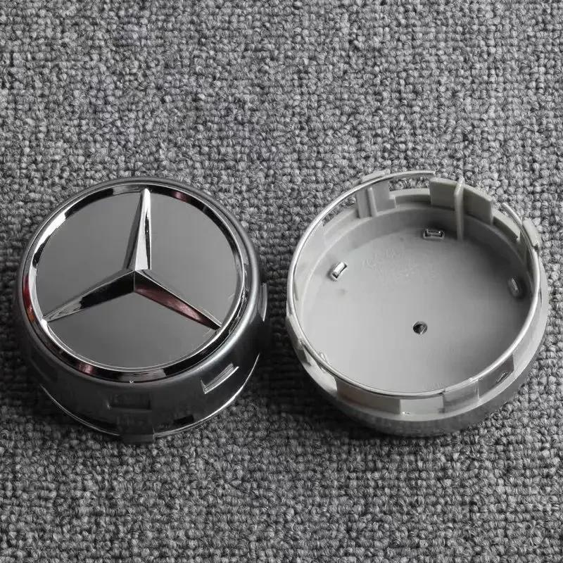 

New 2025 Hot 4pcs 75mm Black Red Raised Car Styling Wheel Center Cap For Mercedes Benz AMG A0004000900