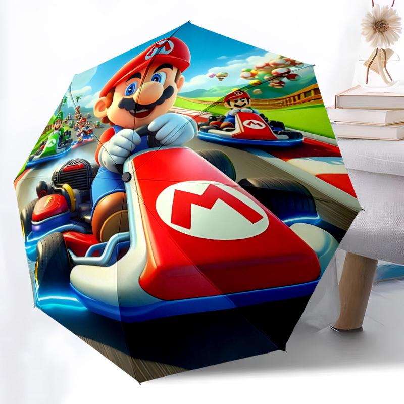 1pc Mario Kart Racing Automatic Open/close Folding Portable Umbrella with 8-Rib Structure for Women/Men, All-Season Use  a0901159
