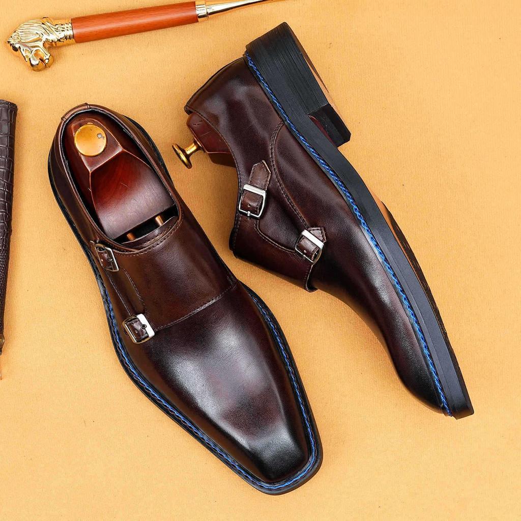 VIP Exklusiv: 2026 Herren Square Toe Monk Lederschuhe - Formeller Norweger-Welt-Stil