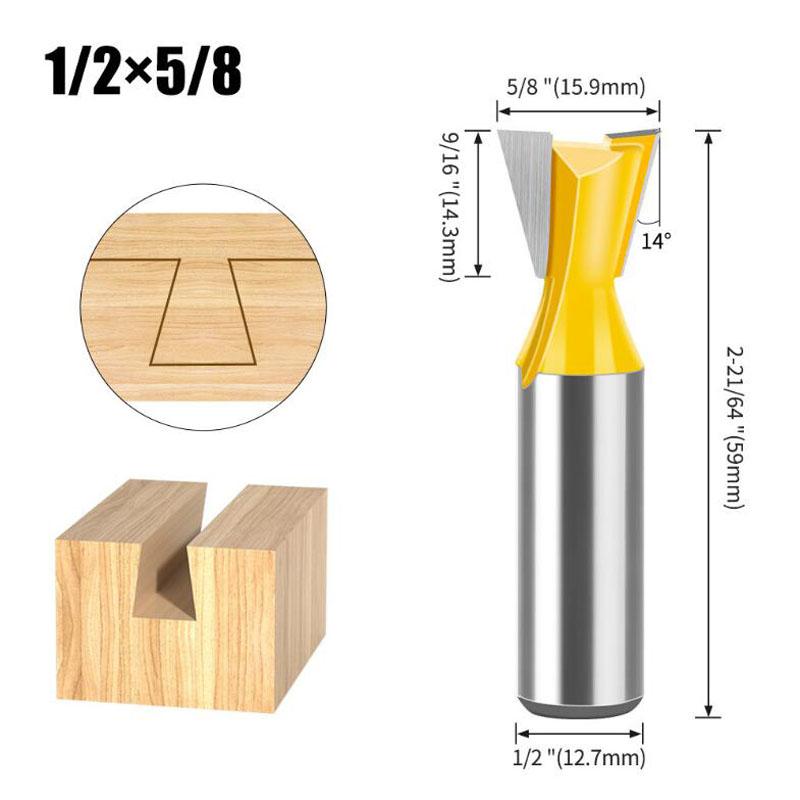 1Pc 6.35mm 12.7mm Shank Dovetail Joint Router Bits Set Dovetail Joint Router Bits Set 14 Degree Milling Cutter For Wood