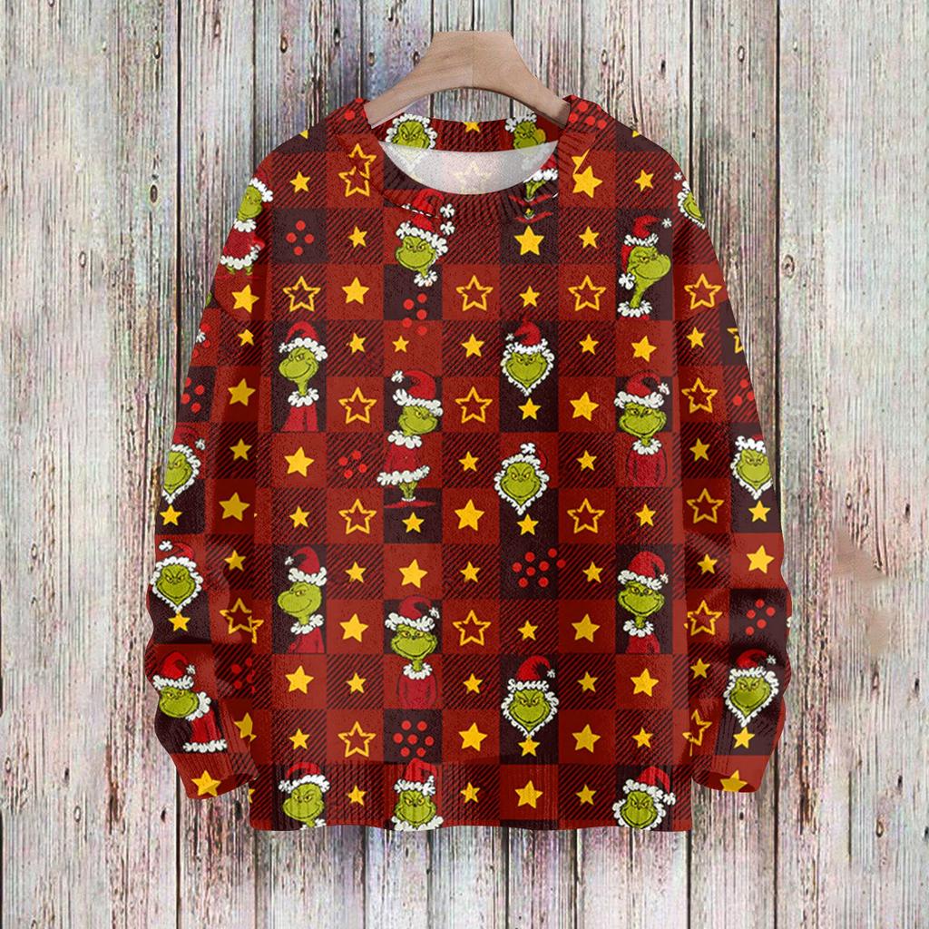 Women's Casual Christmas Print Long Sleeve Neck Knit Sweater