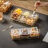 Acrylic 4-Compartment Vertical Stripe Divided Snack Tray with Lid