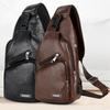 Men Fashion Casual PU Shoulder Chest Bag USB Charging Messenger Travel Packs