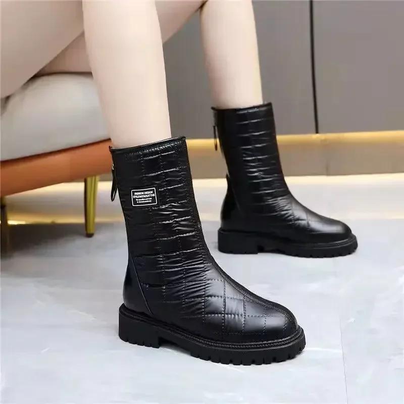 

Womens Half High Snow Boots Elegant Large Size Warm Mid Calf Shoes for Women Gyaru Goth on Offer Protective Comfortable Fashion 35