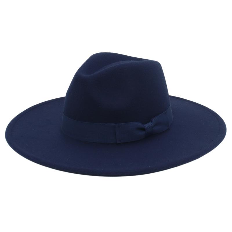 Jazz Hat Retro Men'S And Women'S Cotton Felt Hat Big Brim Panama Hat Gold Chain Hat