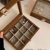 Premium Single-Layer Transparent Jewelry Storage Box - Walnut Color, Large Capacity for Rings, Earrings, and Necklaces, Dustproof Display Tray