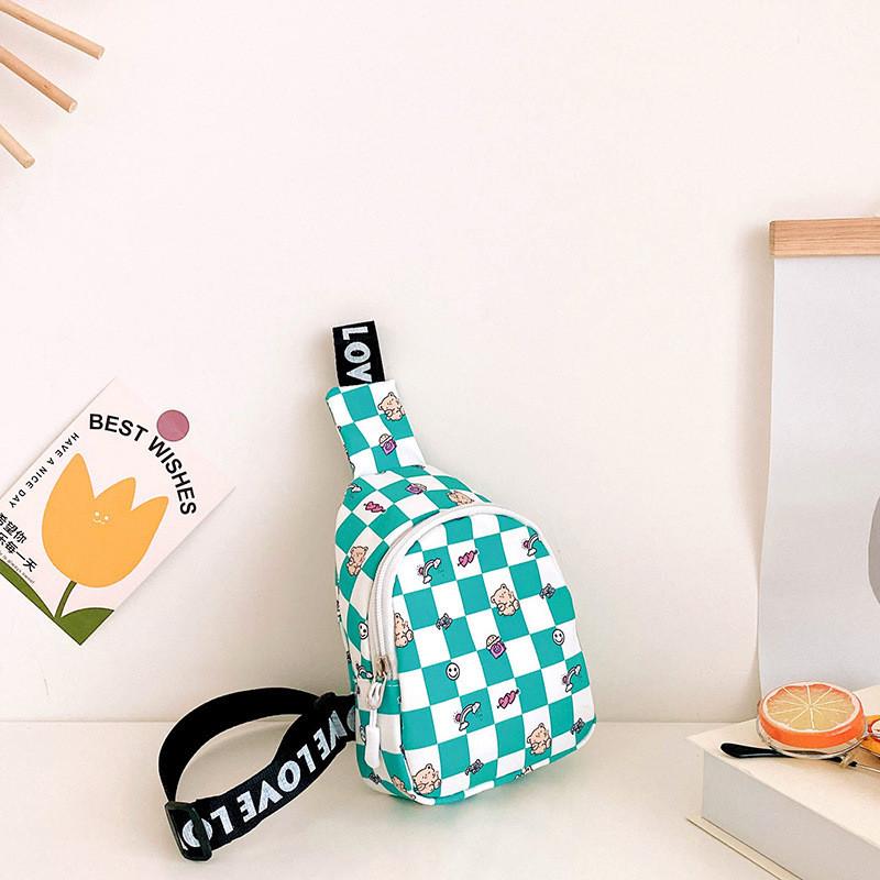 Adorable Cartoon Plaid Kids Chest Bag 2023 Fashionable Toddler Crossbody Bear Snack Bag