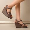 Sandali Romani Estivi da Donna con Zeppa e Plateau a Incrocio, Calzature alla Moda con Suola Spessa, Disponibili in Taglie Grandi.