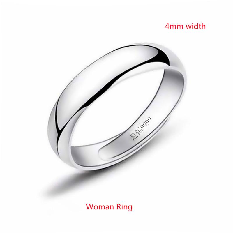 Buyee Кольца для пар из стерлингового серебра 925 пробы Легкая полировка Простое открытое кольцо на палец для женщины мужчины Свадьба Тонкие ювелирные изделия Круг resizable