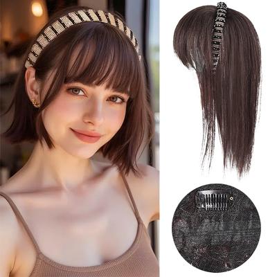 Synthetische Clip-In Pony-Perücke Stirn-Haarband Pony-Auffüller Haare für Frauen Tägliches und Party-Tragen Haarteil