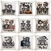 Halloween Couple Skull Print Pillowcase Home Sofa Cushion Pillowcase