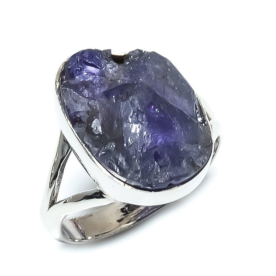 Natürlicher Tansanit Roh Edelstein 925 Massiv Sterlingsilber Geschenkring S.9.5 B5Q25