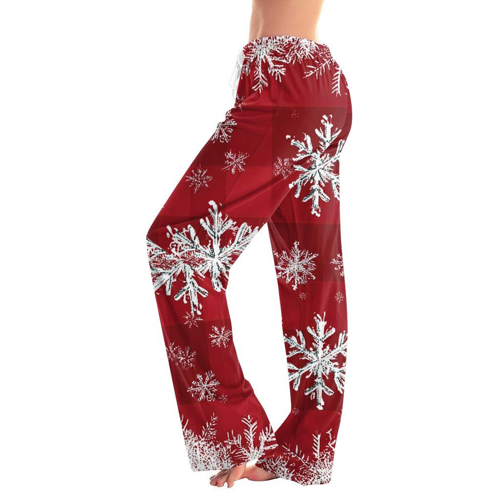 Women's Drawstring Christmas Printed Casual Pants