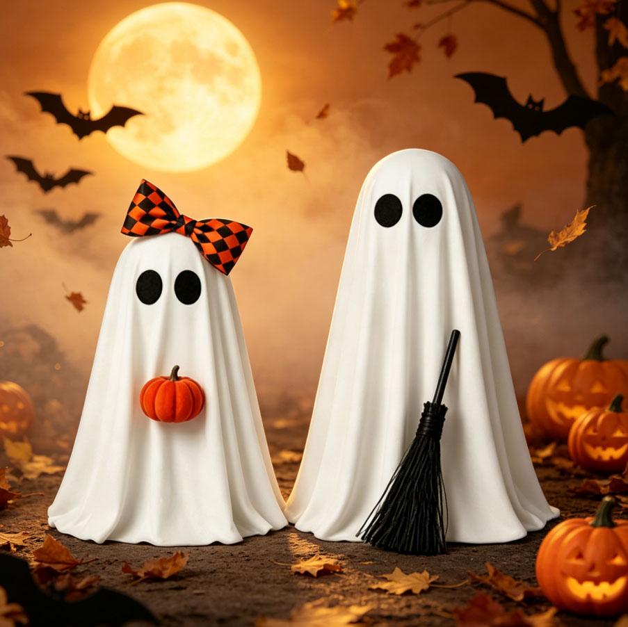 Halloween Fabric Decorations with Cute Pumpkin and - Tabletop Ornaments for Party Supplies