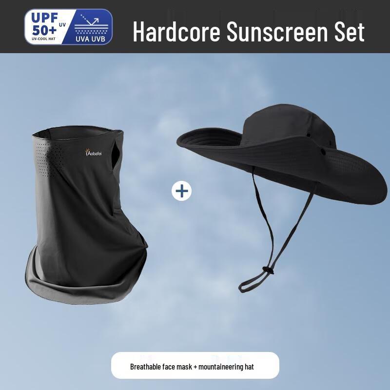 HANDUNYOU Ice Silk Sun Protection Face Mask & Hat Set