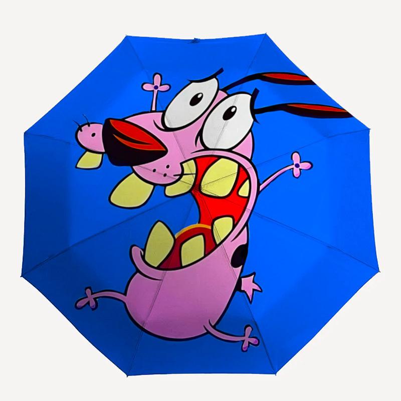 

1PC Courage the Cowardly Dog Automatic Open/Close Folding Umbrella, Windproof 8 Ribs Construction, Lightweight Travel Umbrella, Ideal Gift 0902024