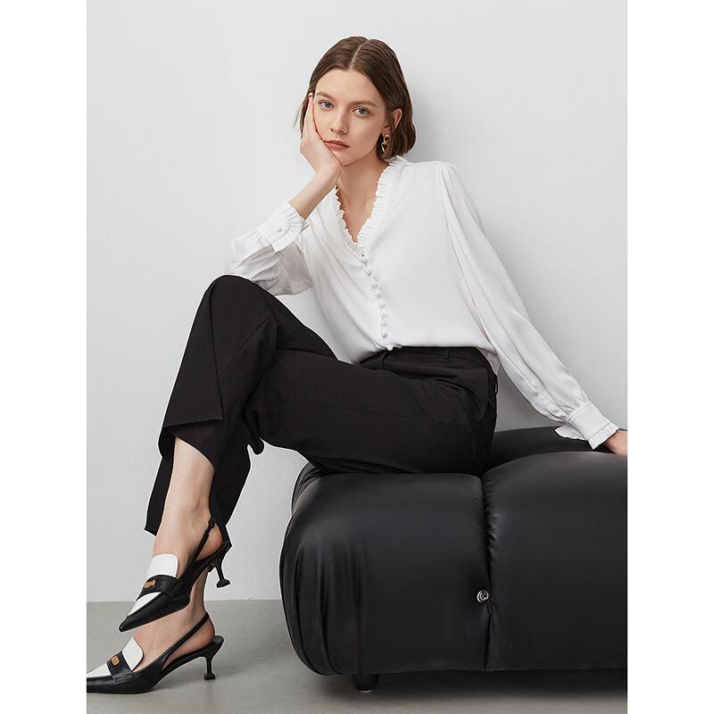 Langzi Black High-Waist Wide-Leg Flowy Pants