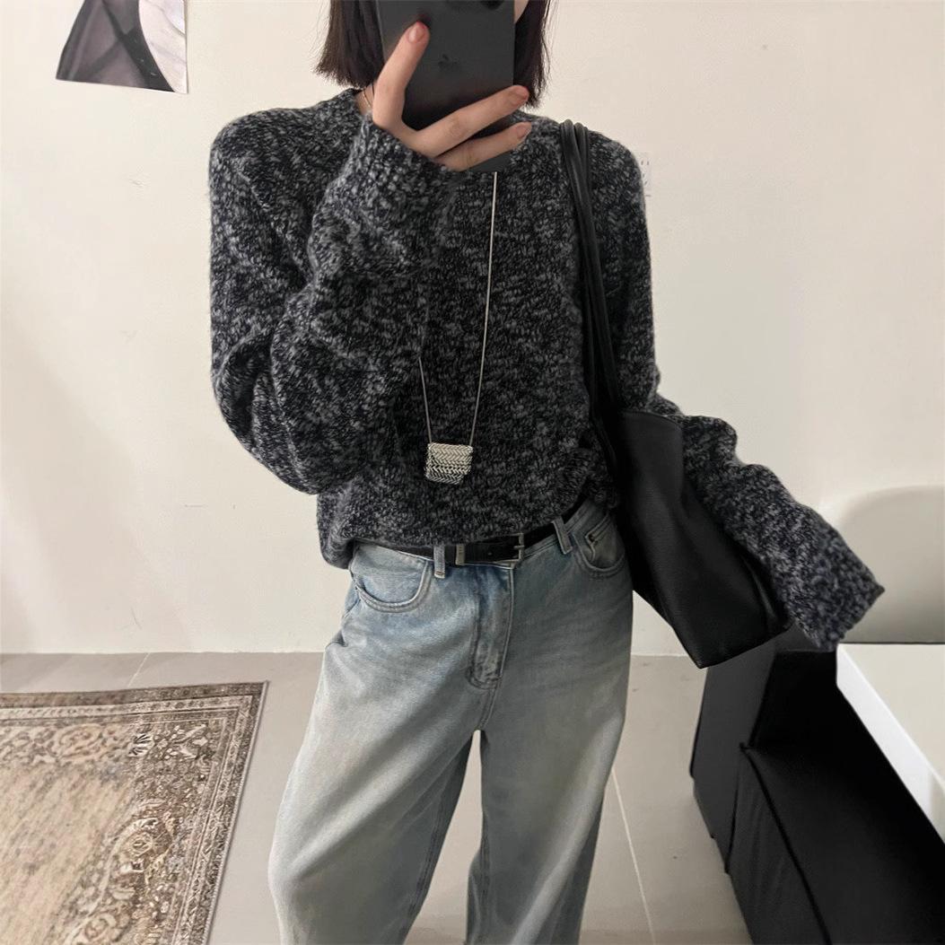 

2024 Корейский стиль Пятнистый Снежинка Точка Свободный крой Маленький Пуловер Свитер M