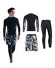 [xulee] Men's Rash Guard Swimsuit, Long Sleeve, Front Opening, Surf Shorts, Leggings, 3-Piece Set, Zip-Up, Swimming, Surf Shorts, Leggings, Beach, Swi