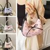 Fashion Bow Handbag for women Sweet Print Metal heart Pendant Underarm pouch Single shoulder Commuting Hand-held Crossbody bag