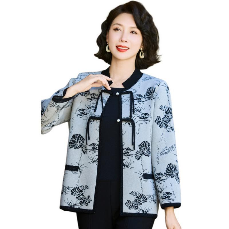 Mom Autumn Clothes New Fashion Coat Middle Elderly Women Autumn and Winter Short Top