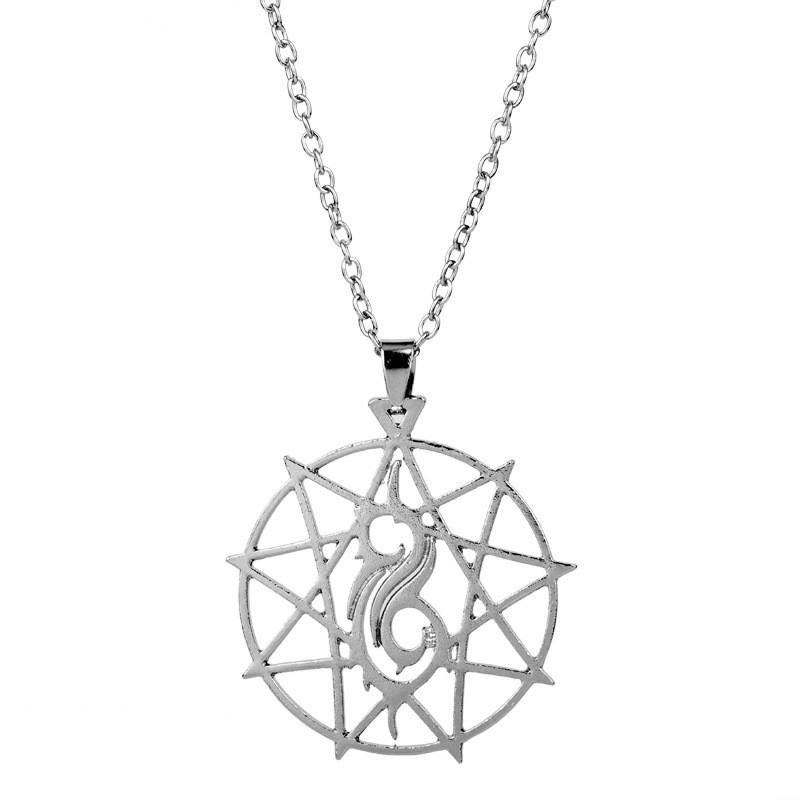 Slipknot Silver Band Geometric Alloy Necklace With Pendant For Gift Travel